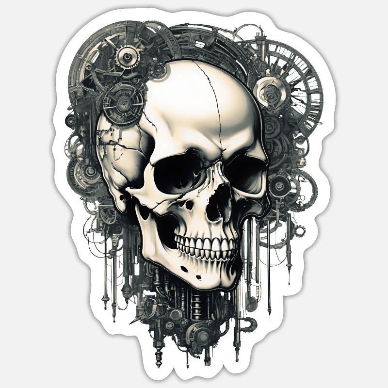 Crâne - Sticker taille S (10 x 10 cm) - blanc mat