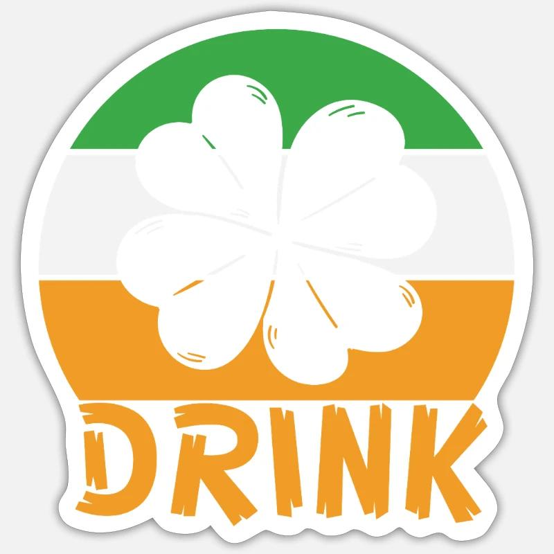 Boisson de la Saint-Patrick - Sticker taille S (10 x 10 cm) - blanc mat