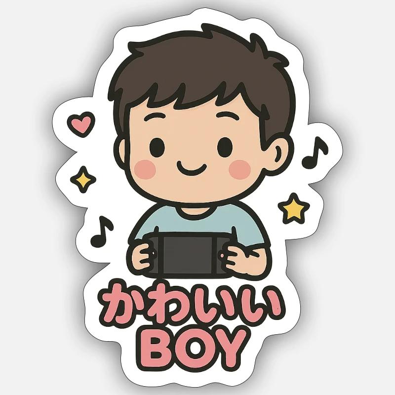 Süßer Junge mit Gamecontroller Sticker Größe S (10 x 10 cm)