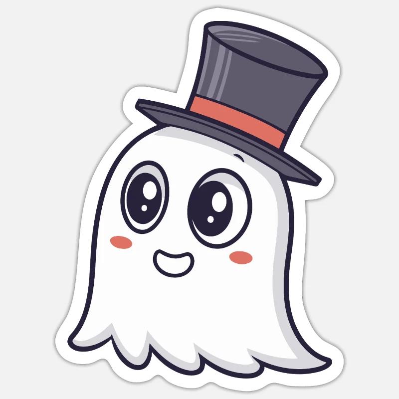 Chic Ghost Top Hat - Sticker size S (10 x 10 cm) - white matte