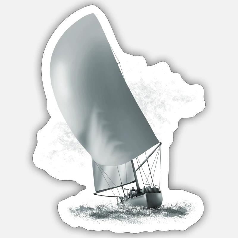 Segelboot - Sticker Größe S (10 x 10 cm) - Mattweiß