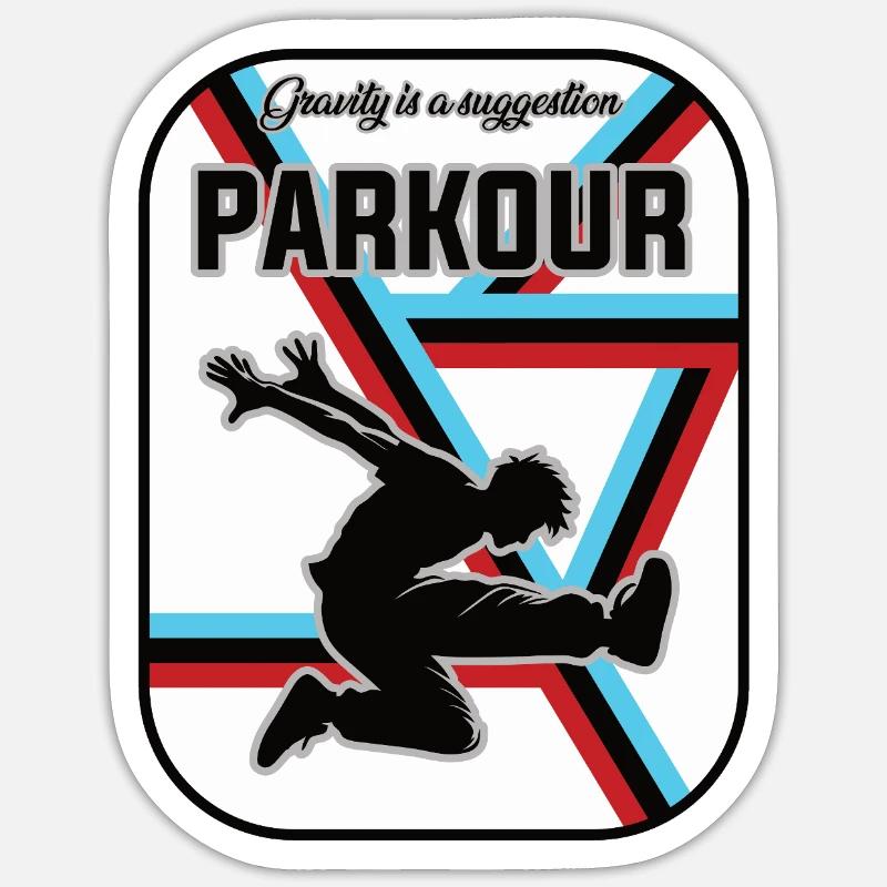 Parkour Design – Gravity is a Suggestion - Sticker size S (10 x 10 cm) - white matte