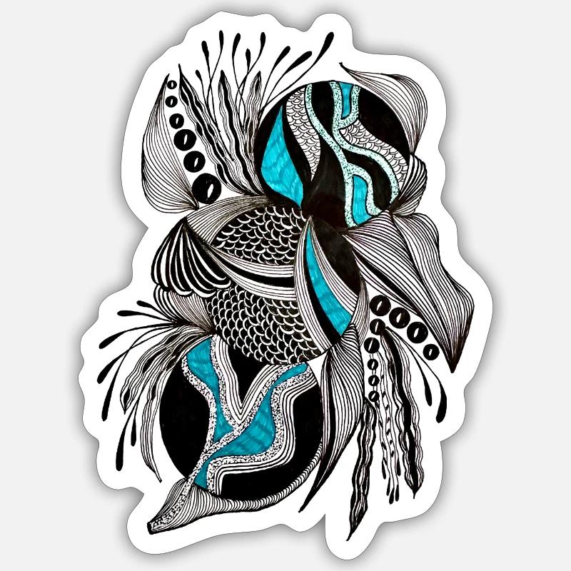 BlackTurquoise Scale Pattern Sticker size S (10 x 10 cm)