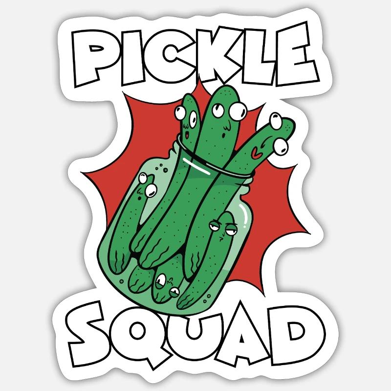 Équipe de concombres Pickle Squad Troupe de concombres Pickle Jar - Sticker taille S (10 x 10 cm) - blanc mat