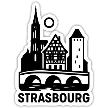 Strasbourg Silhouette - Sticker Größe S (10 x 10 cm) - Mattweiß - Vorne