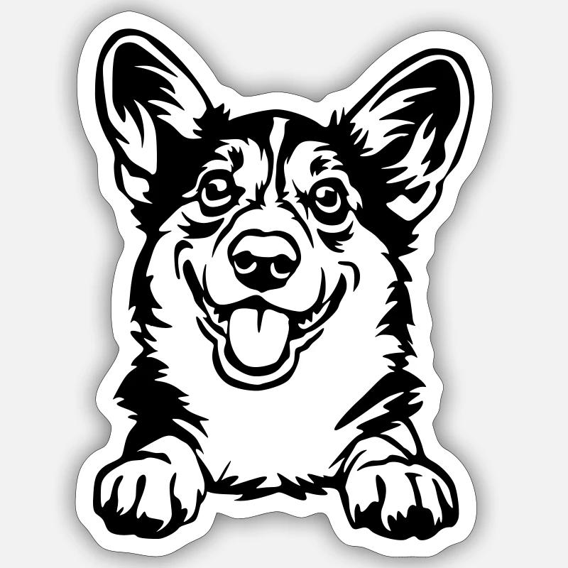 Welsh Corgi - Sticker Größe S (10 x 10 cm) - Mattweiß