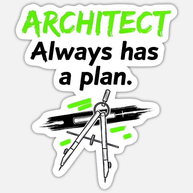 Architect with a plan - Sticker size S (10 x 10 cm) - white matte