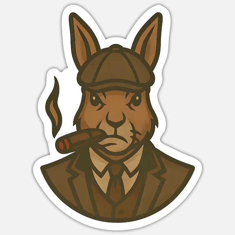 Hase im Anzug mit Zigarre 1920 - Sticker Größe S (10 x 10 cm) - Mattweiß