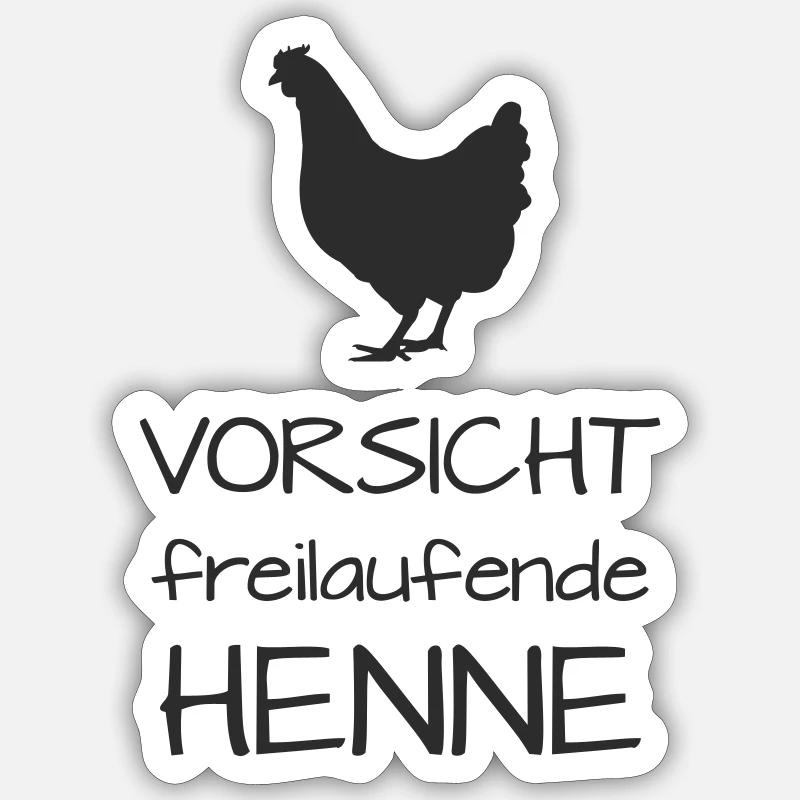 Caution hen free-range Sticker size S (10 x 10 cm)