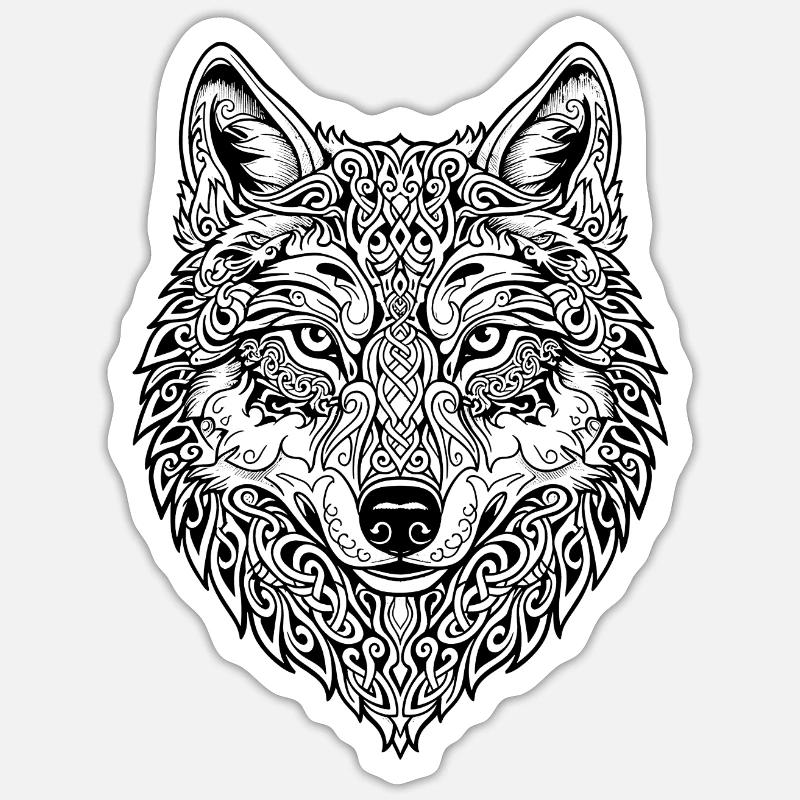 Celtic Wolf's Head - Sticker size S (10 x 10 cm) - white matte