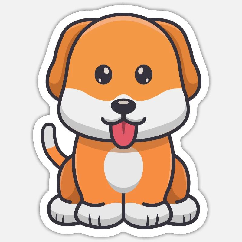 Chien mignon - Sticker taille S (10 x 10 cm) - blanc mat