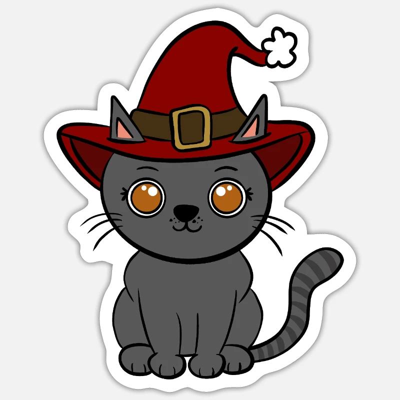 Noël chat - Sticker taille S (10 x 10 cm) - blanc mat