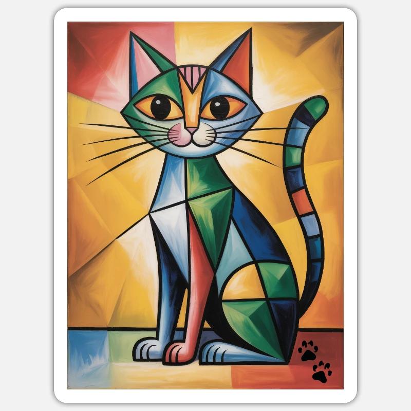 Cat Cubic - Sticker size S (10 x 10 cm) - white matte
