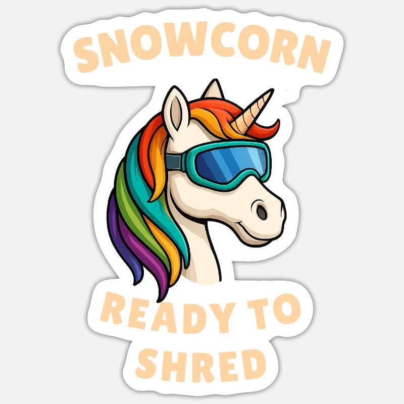 Schnee Einhorn  - Sticker Größe S (10 x 10 cm) - Mattweiß