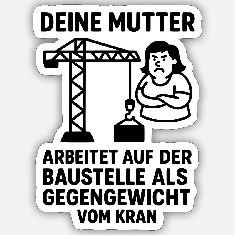  deine mutter witz baustelle gegengewicht Sticker Größe S (10 x 10 cm)