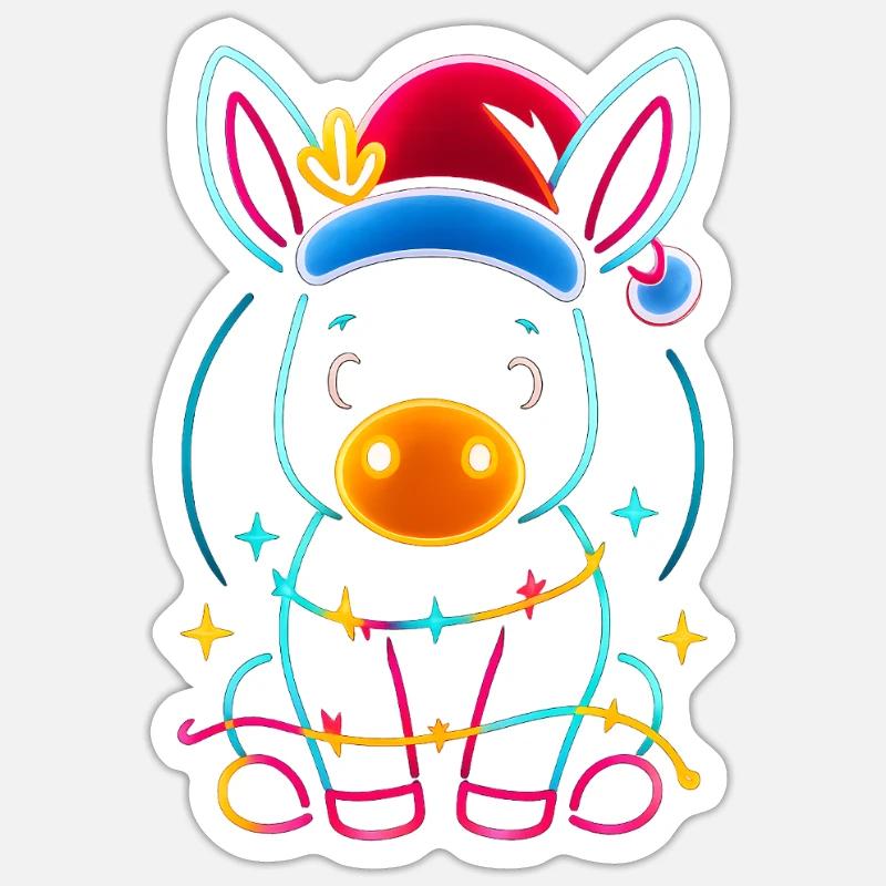 Esel Elfe Weihnachten Lustig Geschenk - Sticker Größe S (10 x 10 cm) - Mattweiß