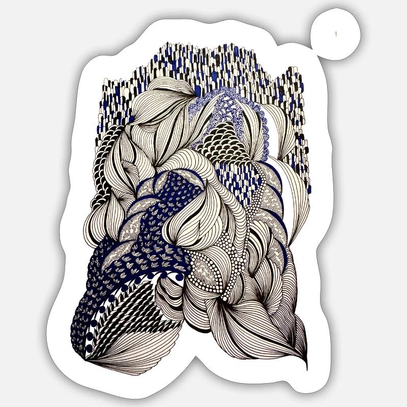 Indigo Leaf Weave Pattern - Sticker size S (10 x 10 cm) - white matte