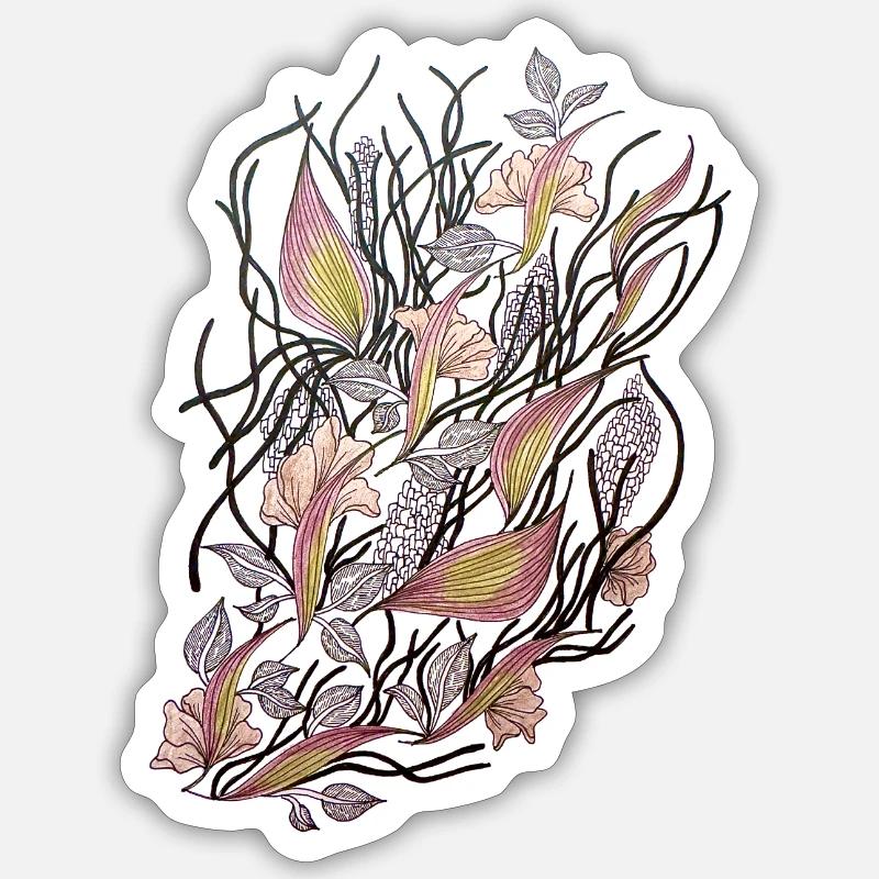 Réseaux floraux de ranoncule - Sticker taille S (10 x 10 cm) - blanc mat