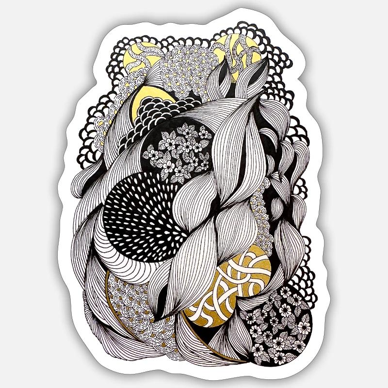 Intertwined Flower Pattern Sticker size S (10 x 10 cm)