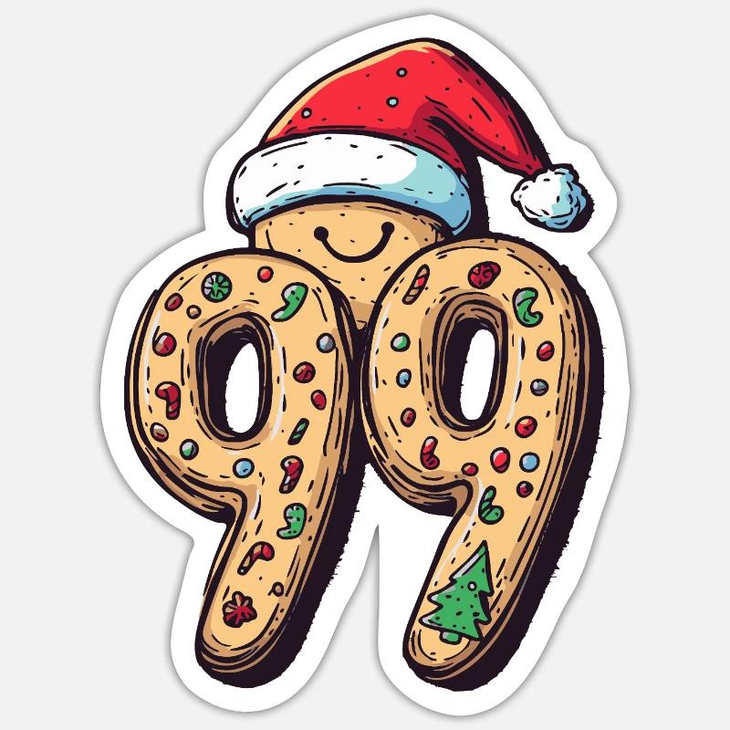 99 Numéro Biscuit Noël - Sticker taille S (10 x 10 cm) - blanc mat
