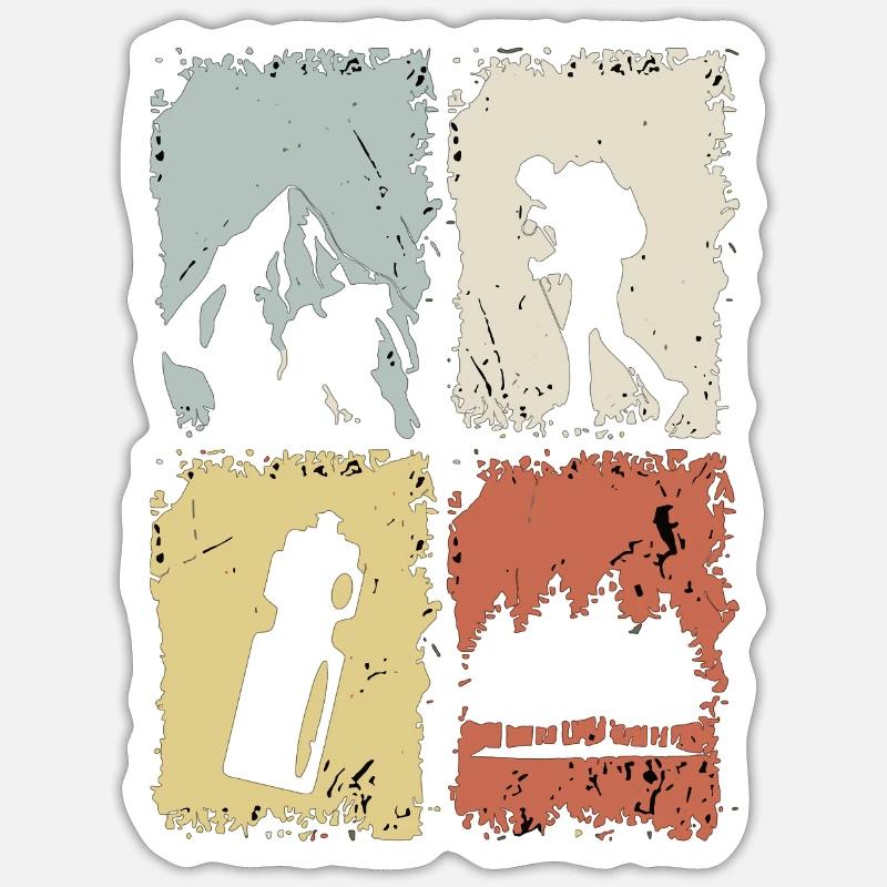 Vier Panel Silhouette Grunge Sticker Größe S (10 x 10 cm)