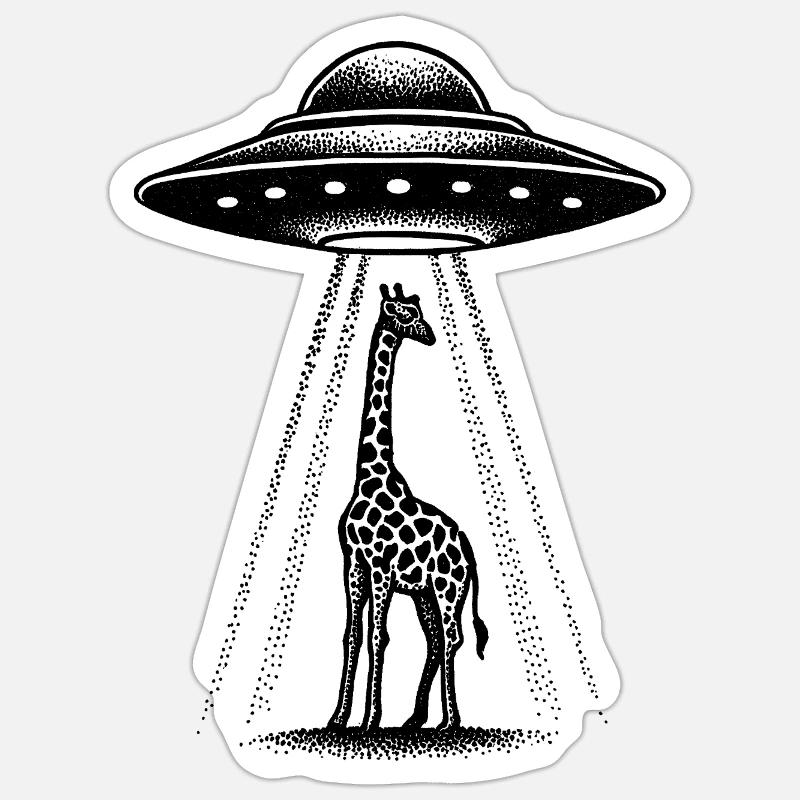 Girafe extraterrestre - Sticker taille S (10 x 10 cm) - blanc mat