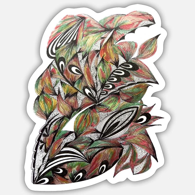 Vibrant Leaf Peacock Pattern Sticker size S (10 x 10 cm)