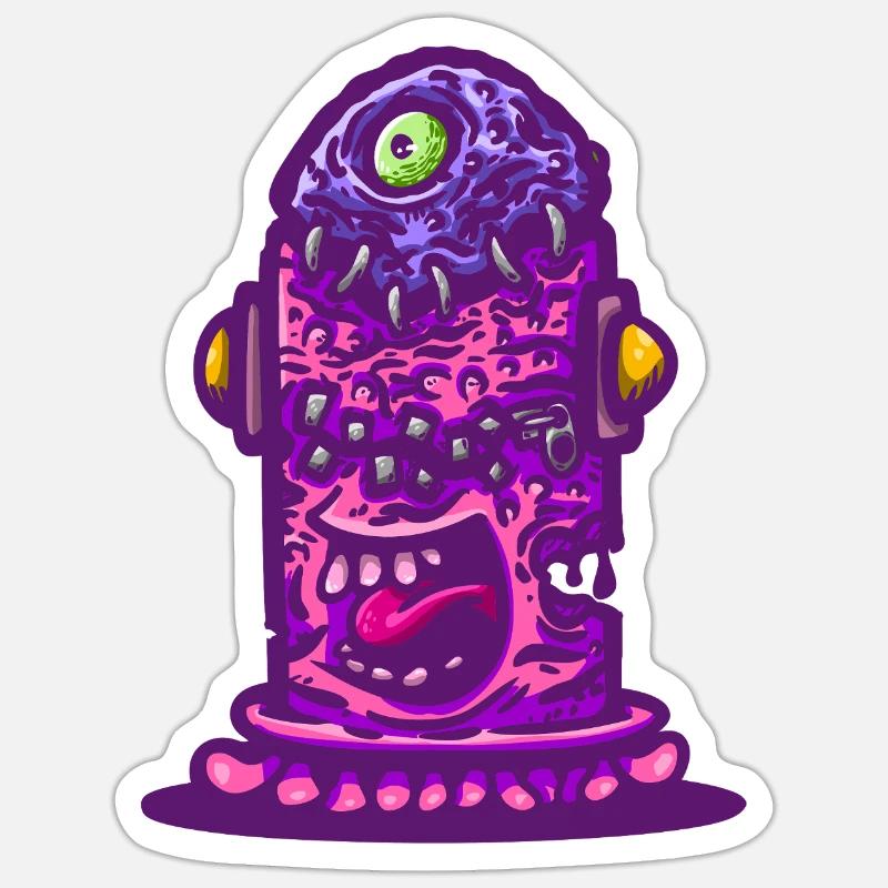 Violet Psychedelic Monster Sticker size S (10 x 10 cm)