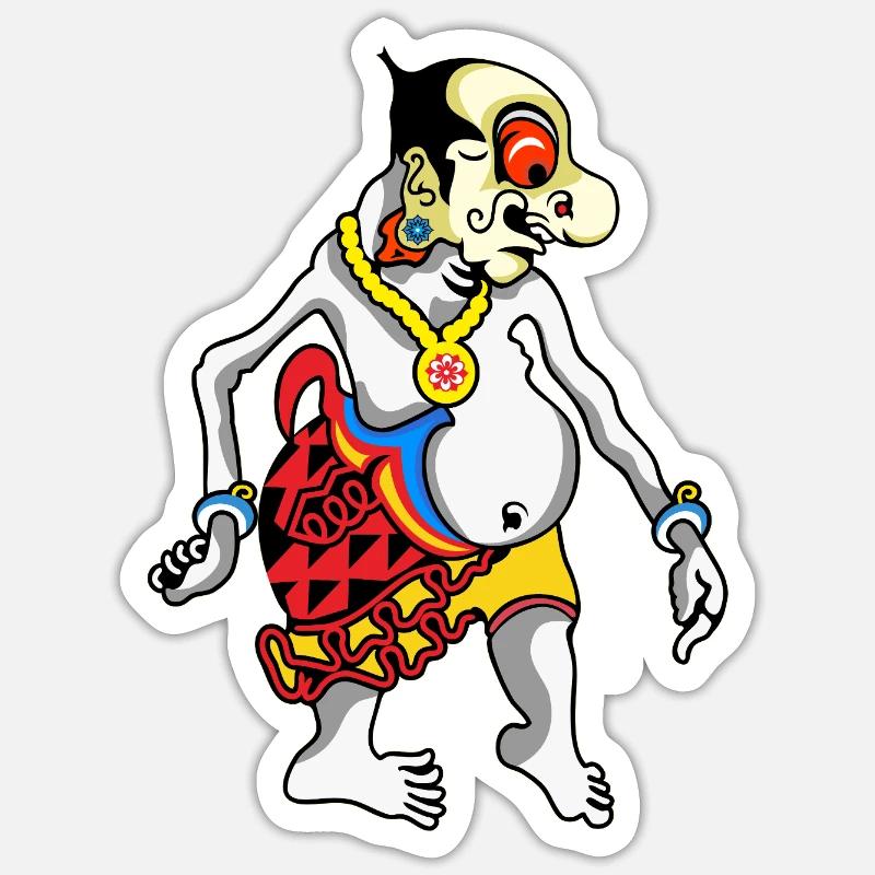 Grotesque Oni Harlequin Tee - Sticker Größe S (10 x 10 cm) - Mattweiß