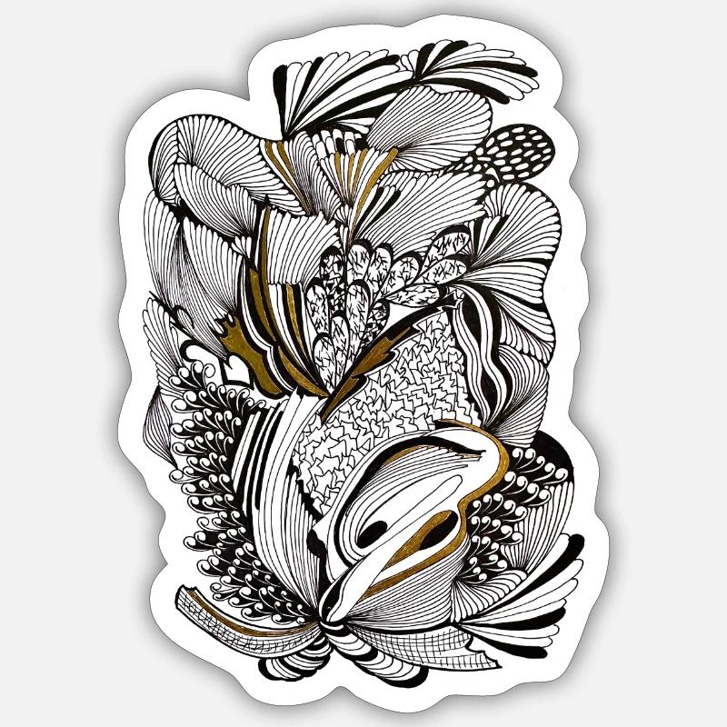 Accent doré du feuillage noir Sticker taille S (10 x 10 cm)