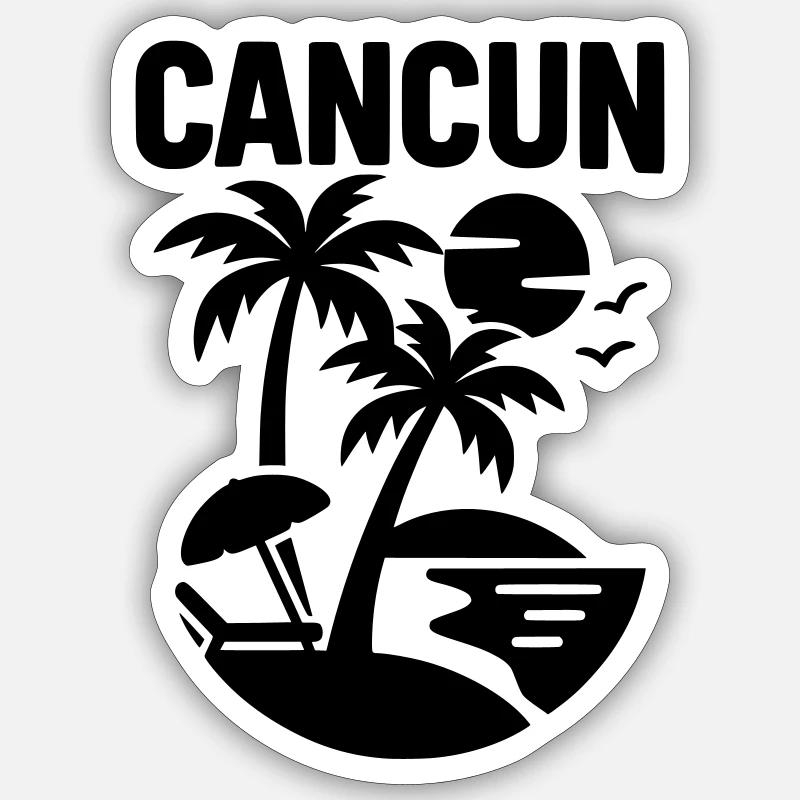 cancun silhouette - Sticker Größe S (10 x 10 cm) - Mattweiß