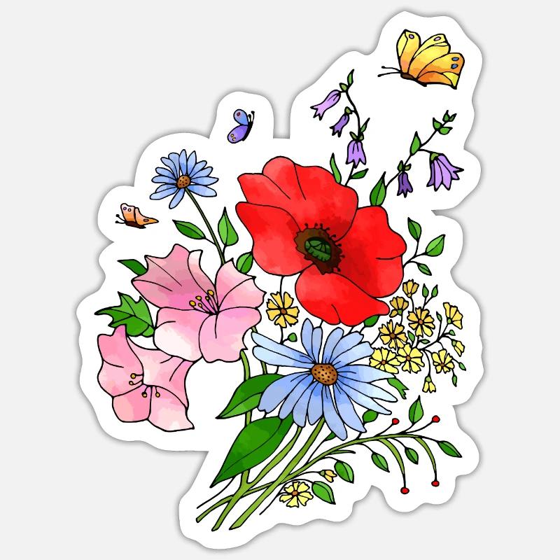 Fleur - Sticker taille S (10 x 10 cm) - blanc mat