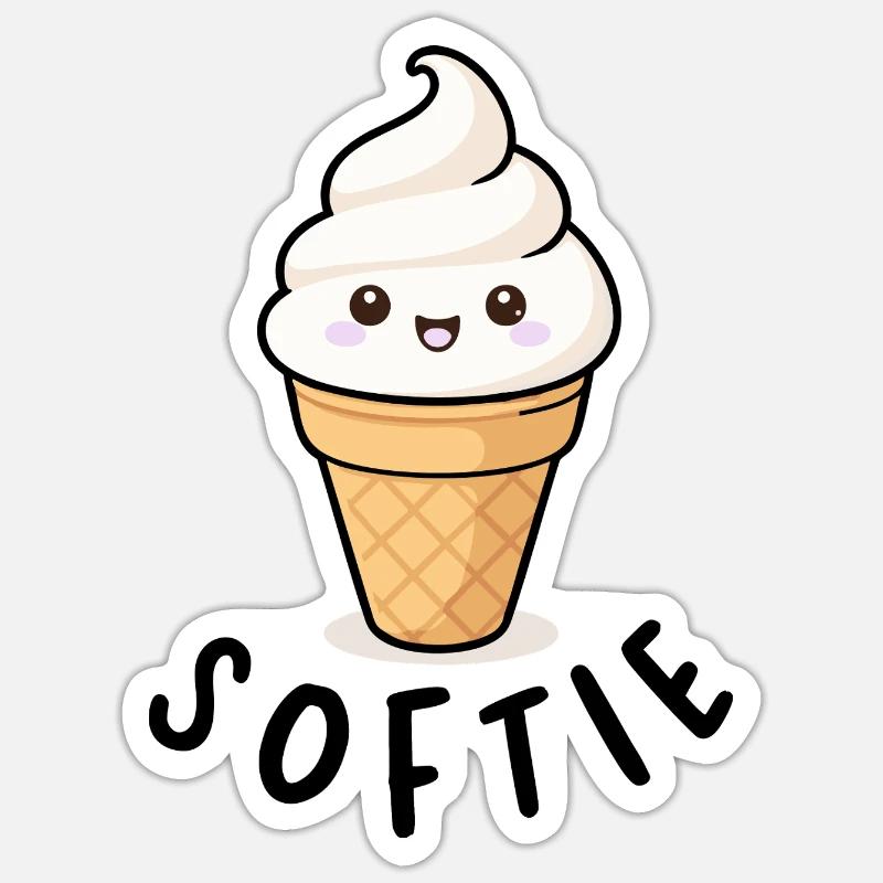 Softie Softeis Lover Eiscreme Icon Geschenk - Sticker Größe S (10 x 10 cm) - Mattweiß