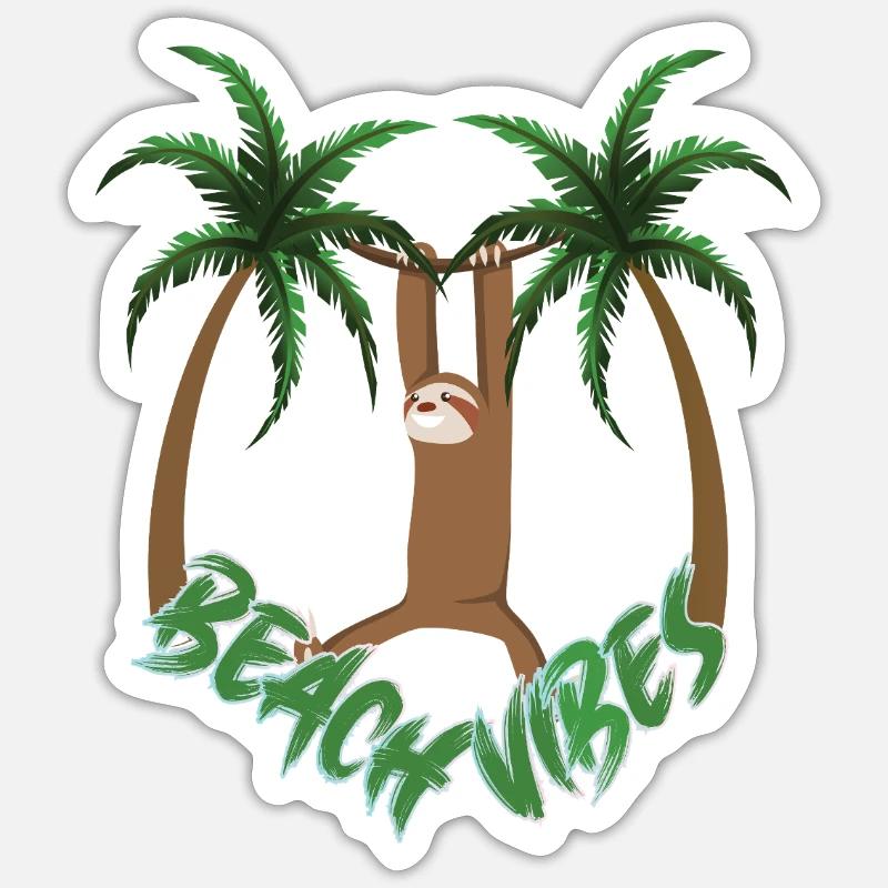 Beach Vibes Sloth Sticker size S (10 x 10 cm)
