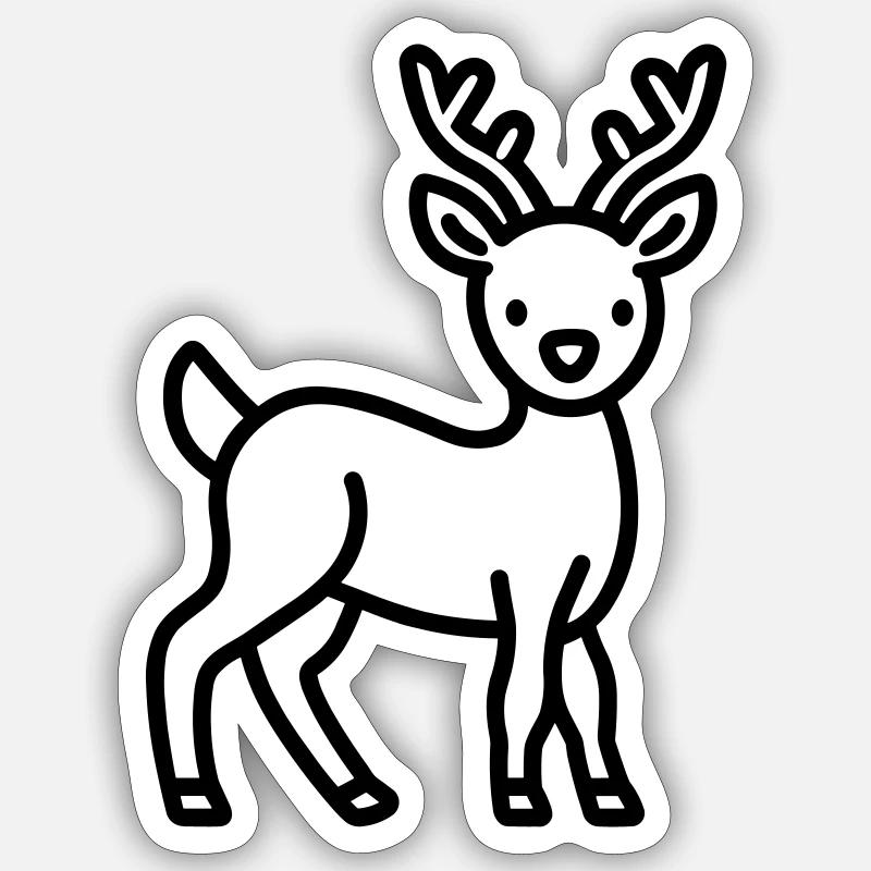 Hirsch - Sticker Größe S (10 x 10 cm) - Mattweiß