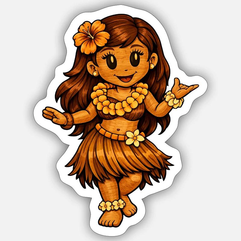 Danseuse de hula style hawaïen Sticker taille S (10 x 10 cm)