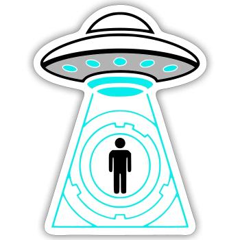 Vecteur d’enlèvement par OVNI Me Téléporter - Sticker taille S (10 x 10 cm) - blanc mat - Devant