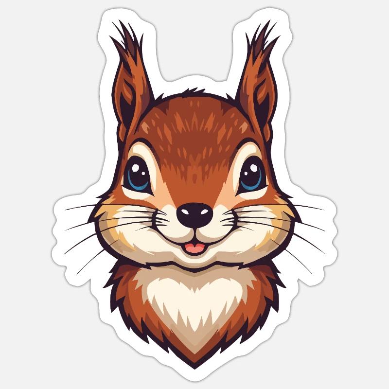 Süßer Eichhörnchen Kopf Sticker Größe S (10 x 10 cm)