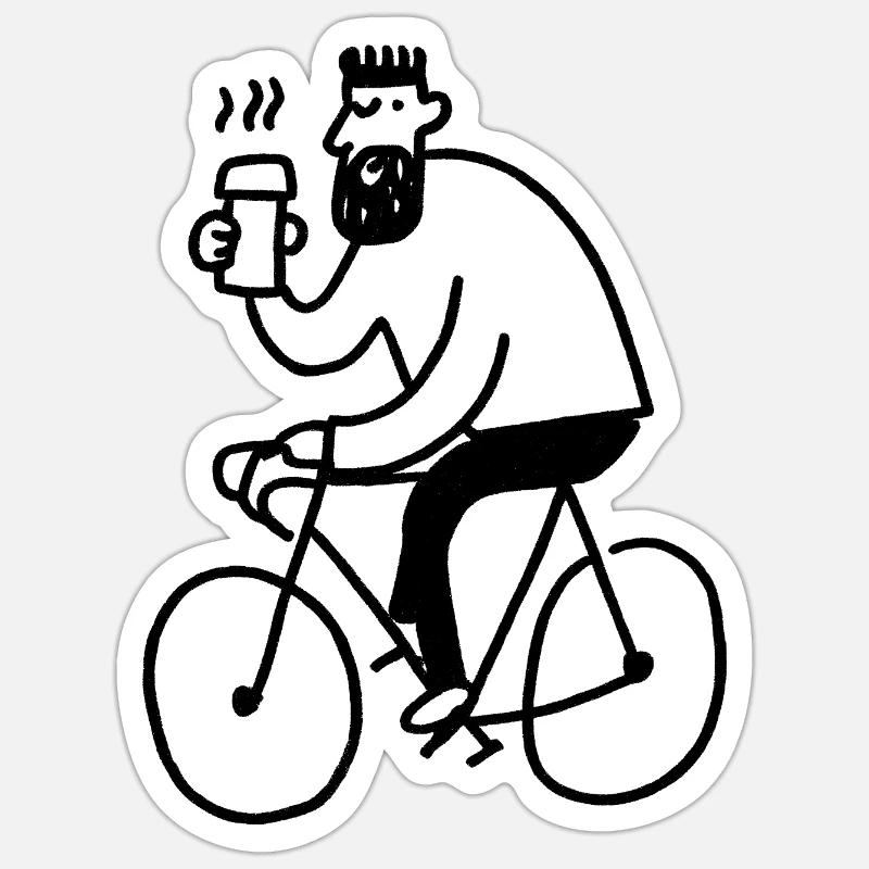 Hipster Biker - Sticker taille S (10 x 10 cm) - blanc mat