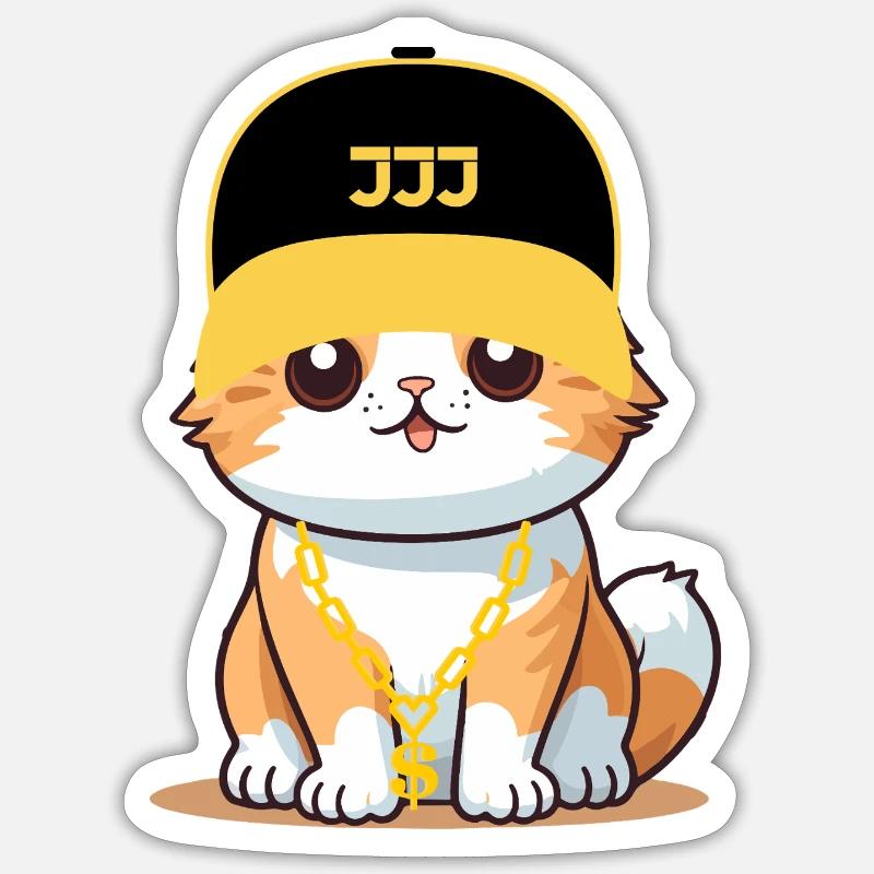 Swag-Katze – coole Katze - Sticker Größe S (10 x 10 cm) - Mattweiß