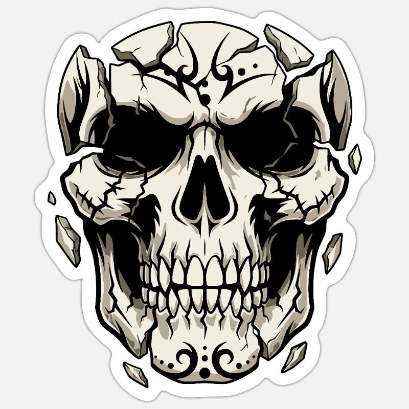 Splintering Skull – Gothic Graphics - Sticker size S (10 x 10 cm) - white matte