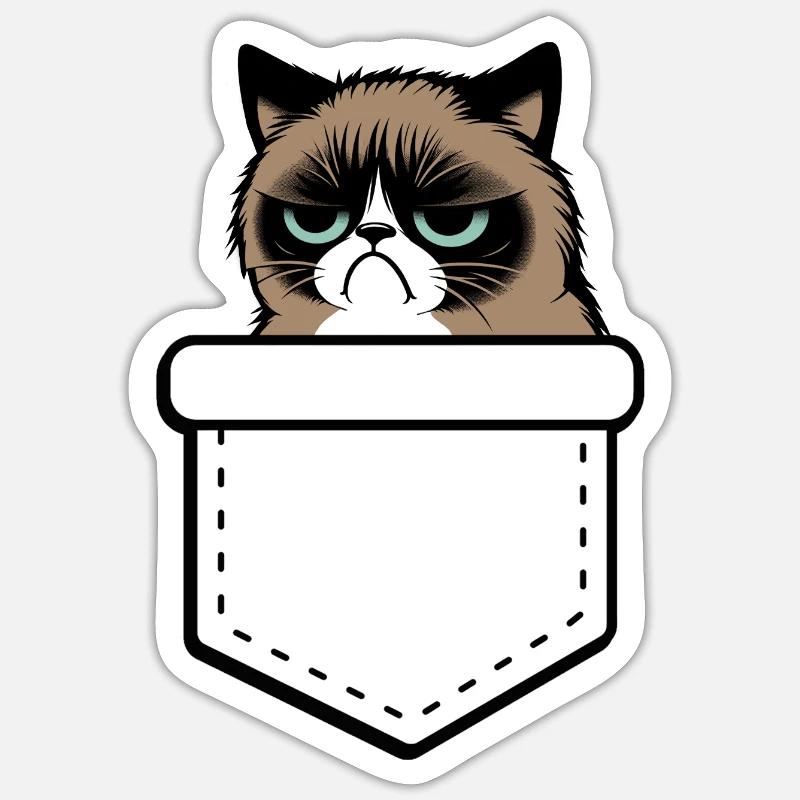 grumpy  - Sticker taille S (10 x 10 cm) - blanc mat