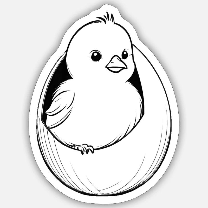 Bird quail in egg - Sticker size S (10 x 10 cm) - white matte