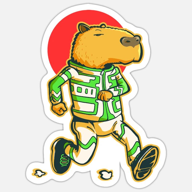 Capybara runner - Sticker taille S (10 x 10 cm) - blanc mat