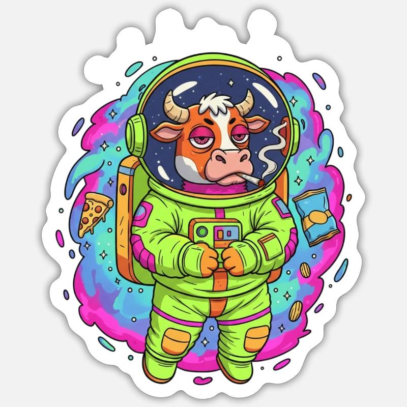 Space Muh - Sticker taille S (10 x 10 cm) - blanc mat