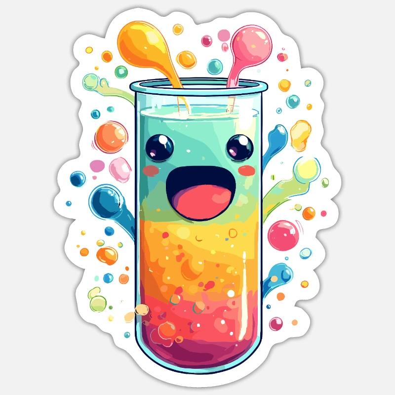 Bunte Saft Explosion Teströhre - Sticker Größe S (10 x 10 cm) - Mattweiß