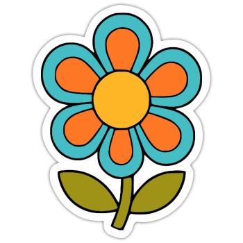 70s flower pattern retro flowerpower - Sticker size S (10 x 10 cm) - white matte - Front