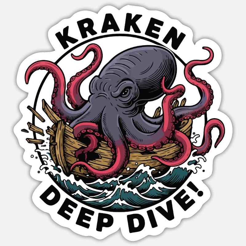 Kraken Deep Dive Angriffsschiff - Sticker Größe S (10 x 10 cm) - Mattweiß