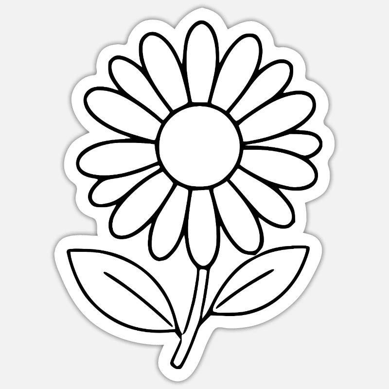 Blume schwarz schwarze Blume Blumen Gänseblümchen - Sticker Größe S (10 x 10 cm) - Mattweiß