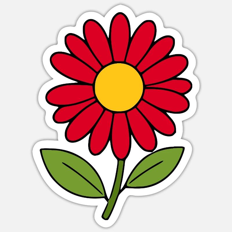 Fleur rouge Fleur rouge Fleurs - Sticker taille S (10 x 10 cm) - blanc mat